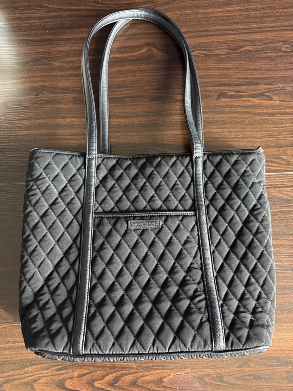 Vera Bradley Black Quilted Tote with Double Straps